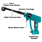 Dili-Lux Wash Gun 6 In 1 Spray Nozzle Sprayer + Makita 18V Battery 4.0Ah Battery and Charger