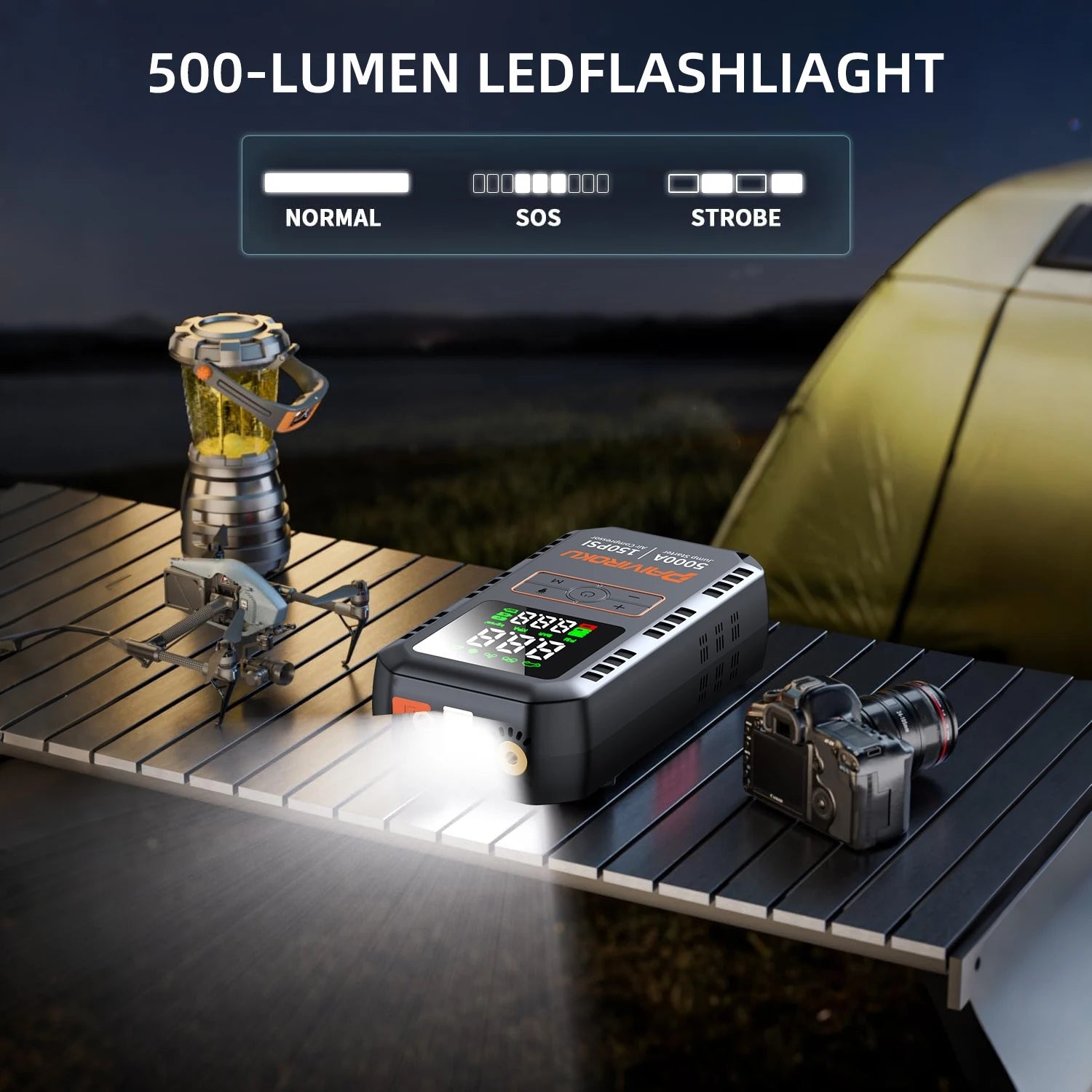 4-IN-1 Car Jump Starter with Air Compressor Tire Inflator and Portable Power Bank