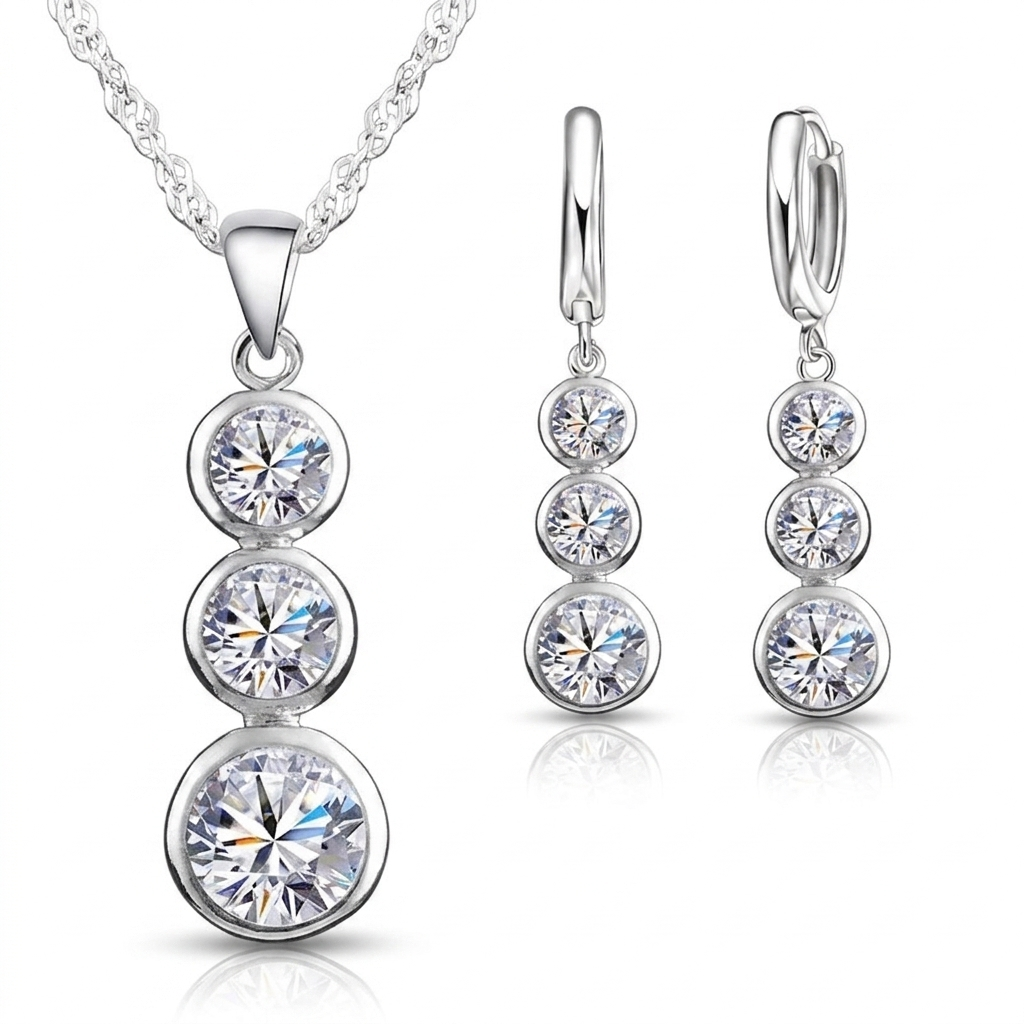 Cascade Crystal Set. Necklace and earrings
