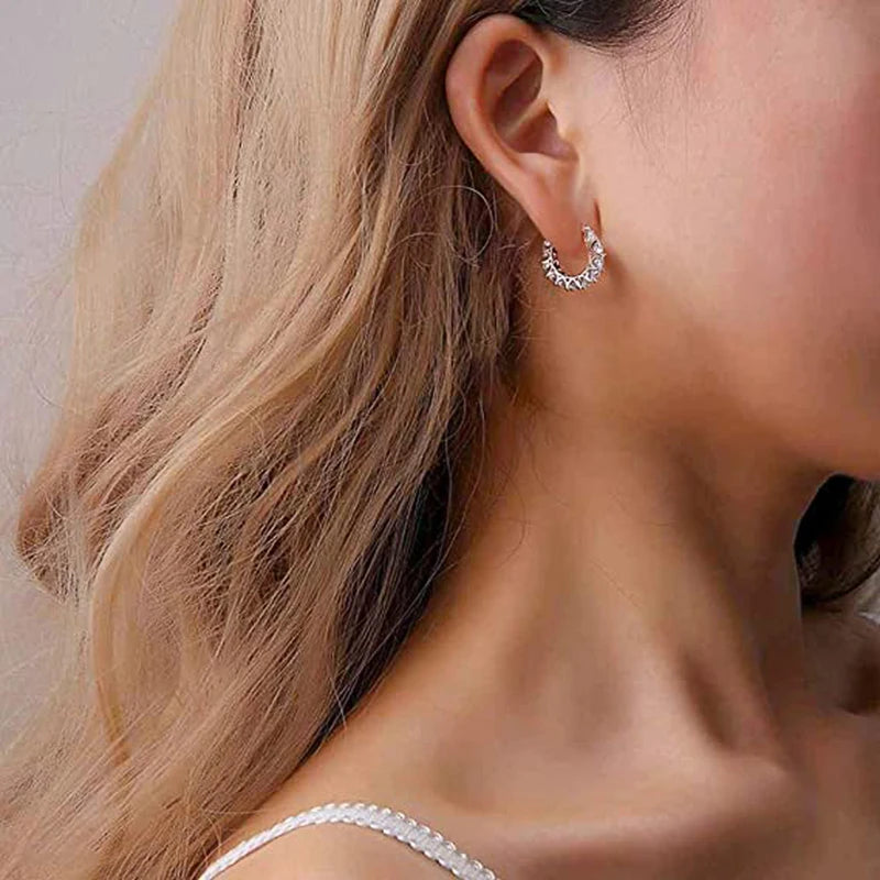 Crystal Pavé Hoop Earrings, Full Stone