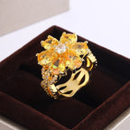 Full Bloom Cocktail Ring, 925 Silver. Choose your colour