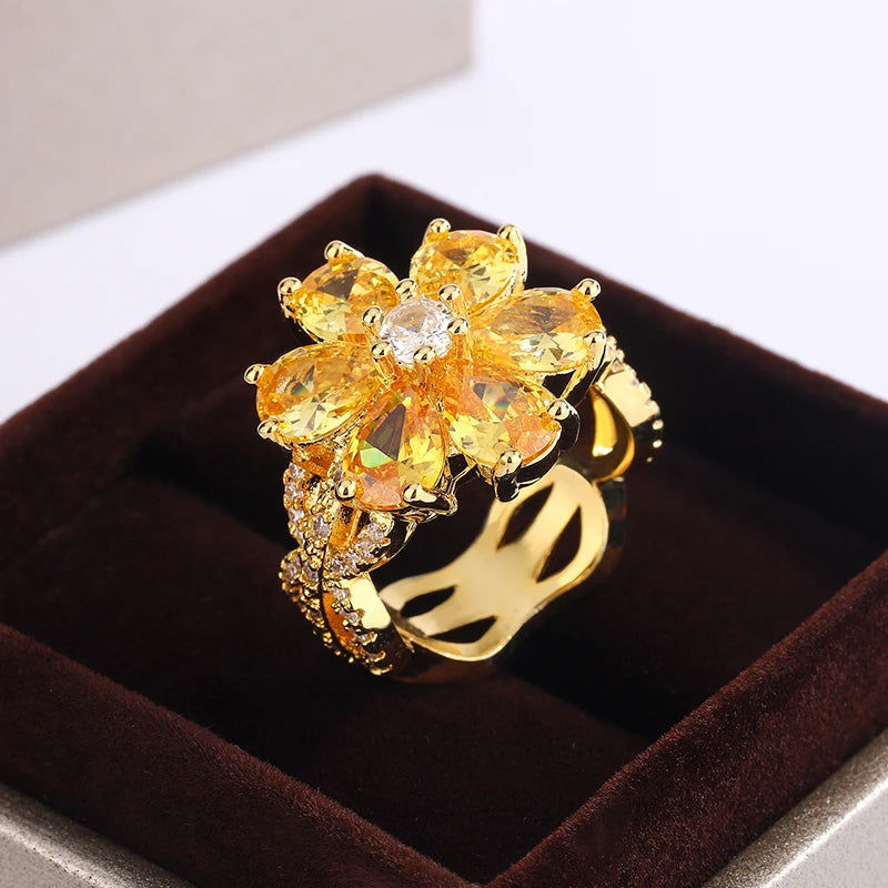 Full Bloom Cocktail Ring, 925 Silver. Choose your colour