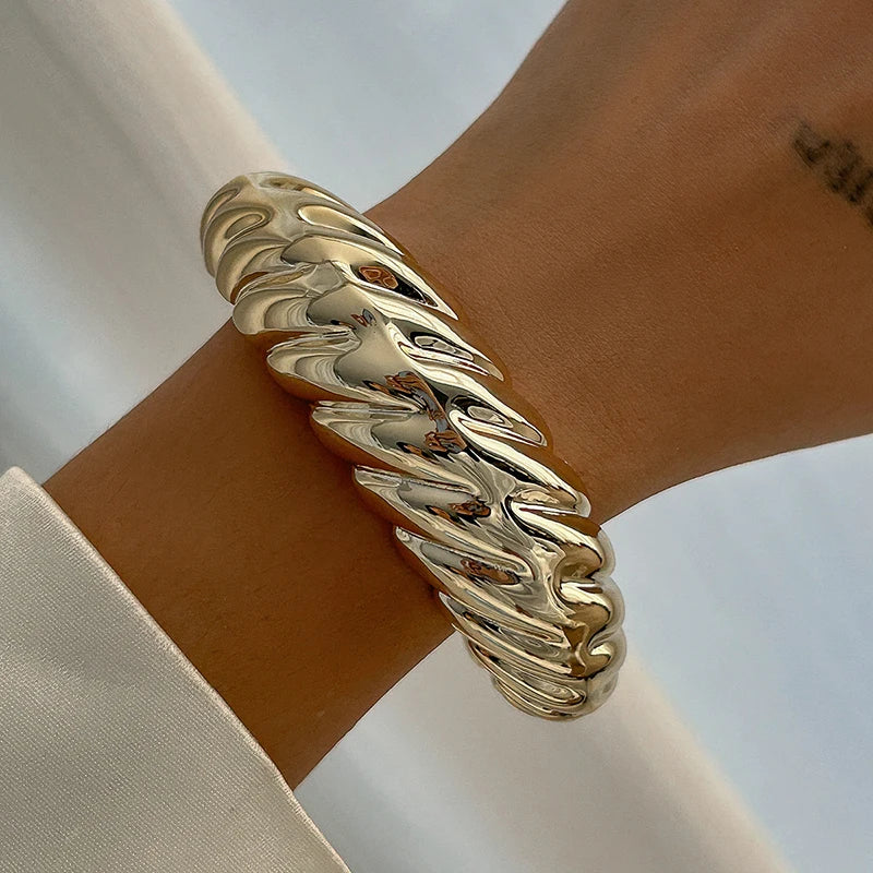 Sculptural Cuff Bangle, Textured Finish