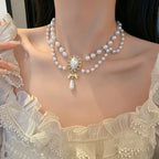 Baroque Pearl Chain Necklace, Layered with Pendant