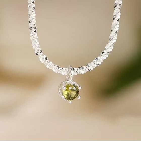 Solitaire Pendant, 925 Silver. Two stone colours