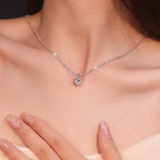 Solitaire Pendant, 925 Silver. Two stone colours