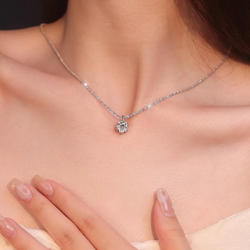 Solitaire Pendant, 925 Silver. Two stone colours
