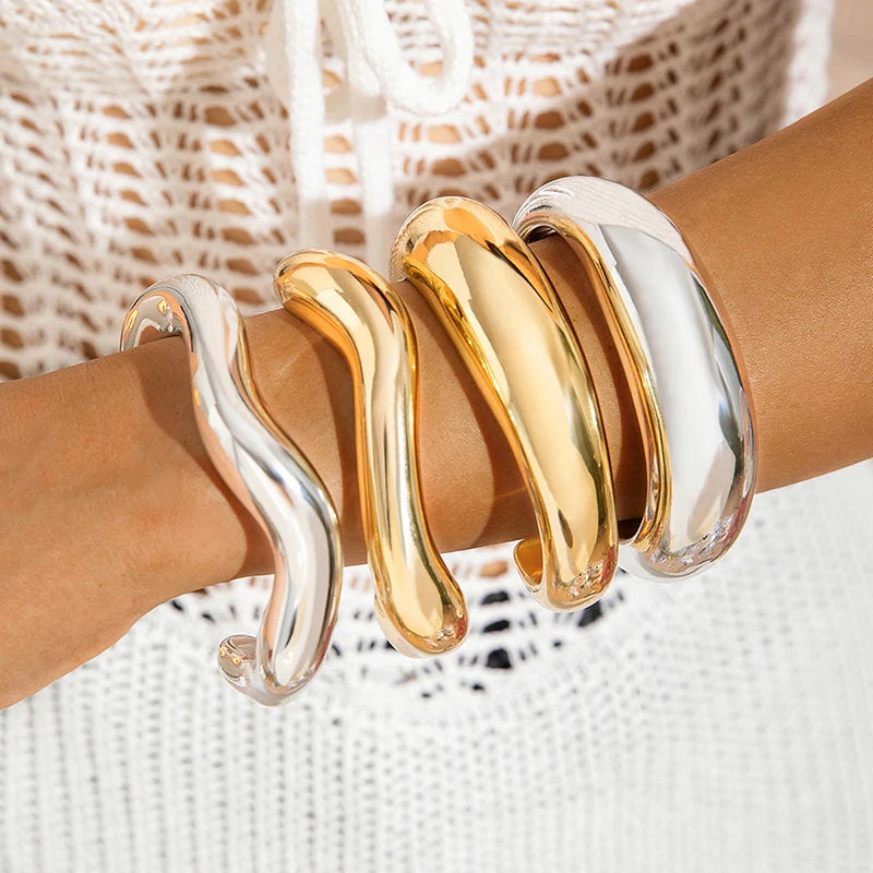 Sculptural Cuff Bangle, Textured Finish
