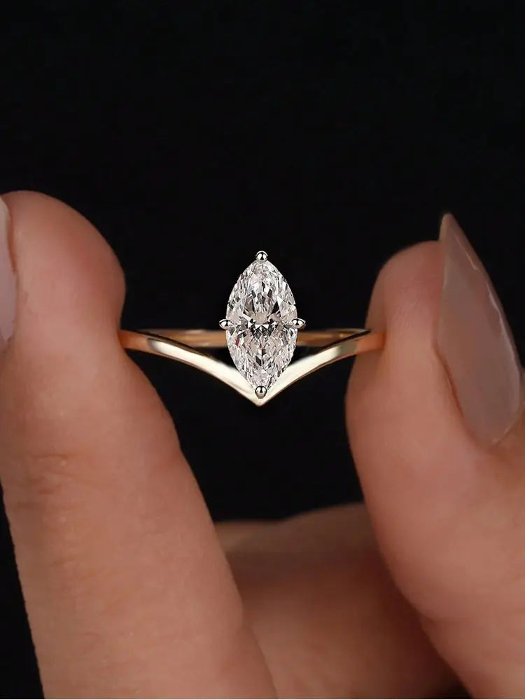 Marquise Solitaire Ring, 925 Silver. Four designs