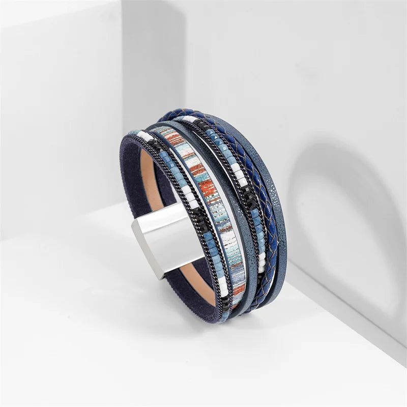 Layered wrap bracelet. Cross detail