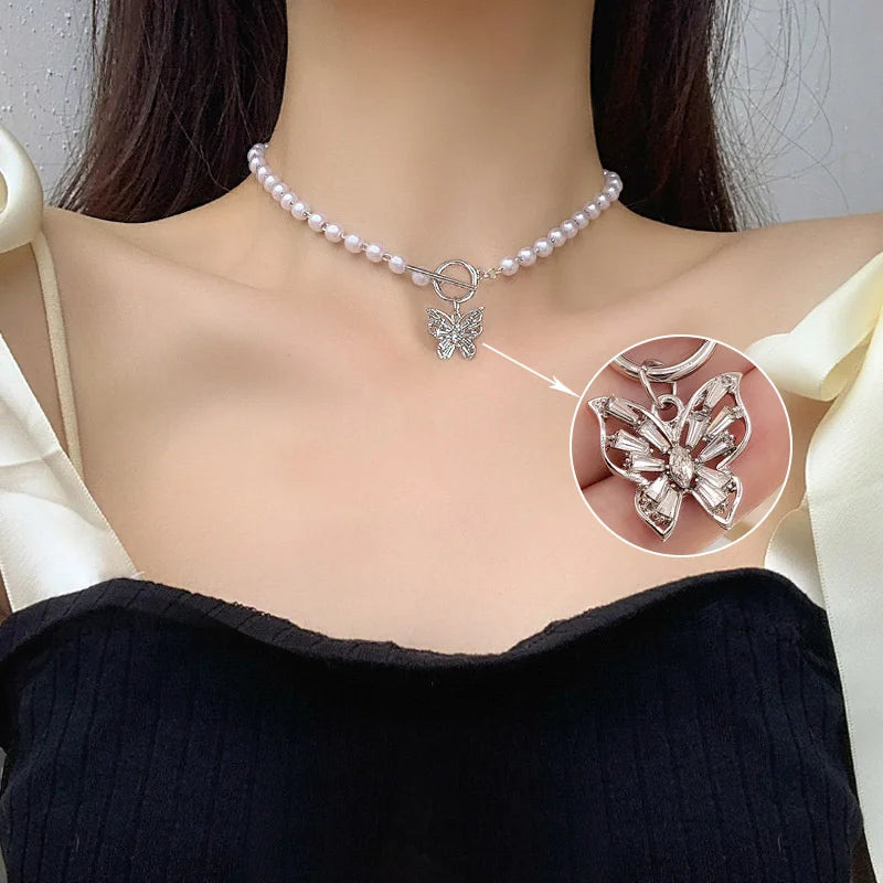 Baroque Pearl Chain Necklace, Layered with Pendant