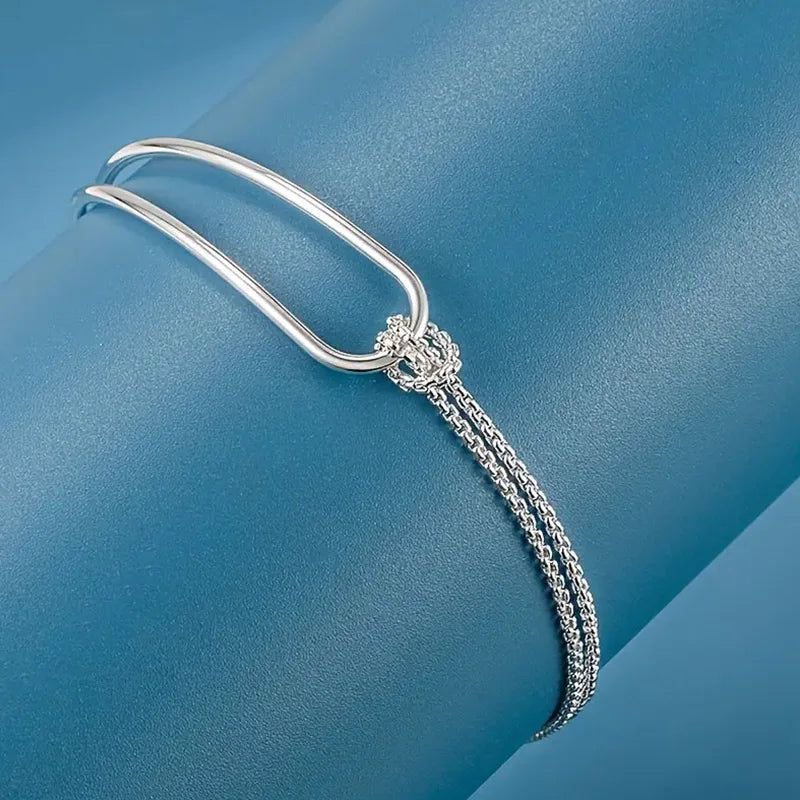 Geometric Knot Bracelet, 925 Silver