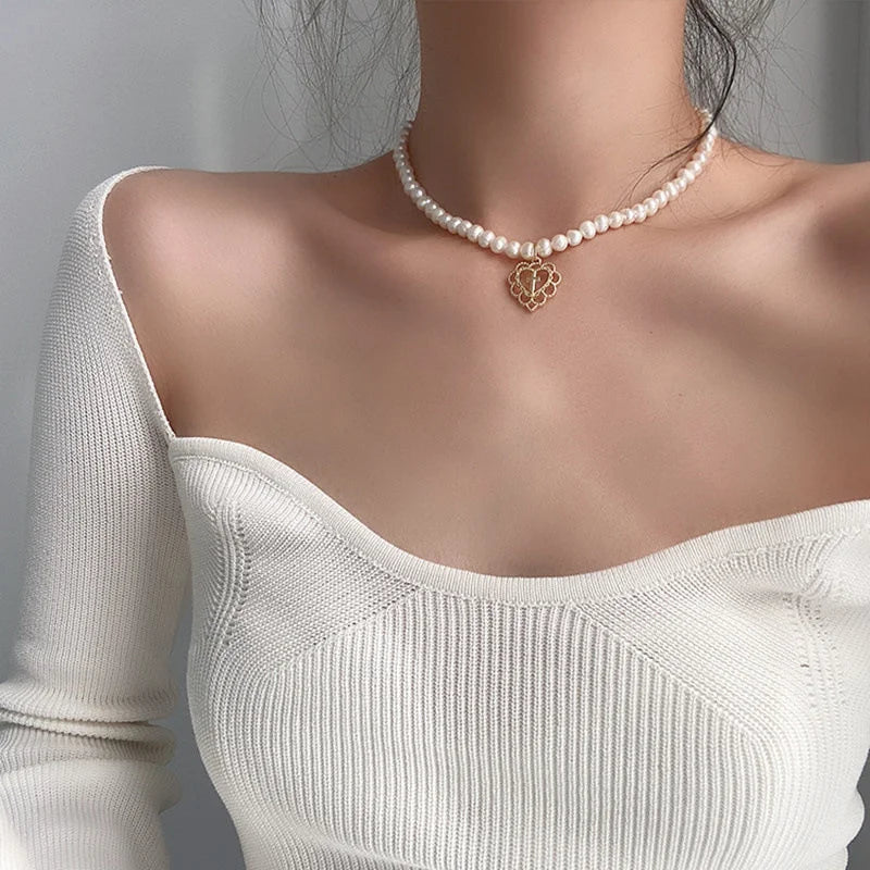 Baroque Pearl Chain Necklace, Layered with Pendant