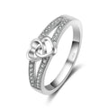 Interlocked Hearts Ring, 925 Silver. Pavé set