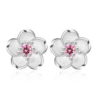 Cherry Blossom Stud Earrings, 925 Silver