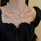Baroque Pearl Chain Necklace, Layered with Pendant