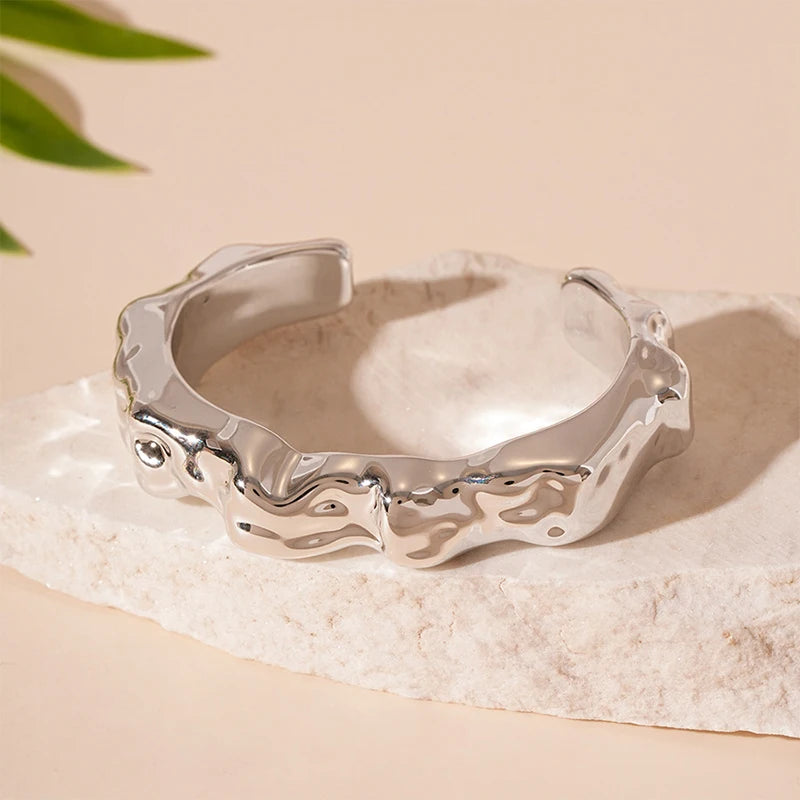 Sculptural Cuff Bangle, Textured Finish