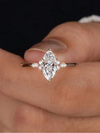 Marquise Solitaire Ring, 925 Silver. Four designs