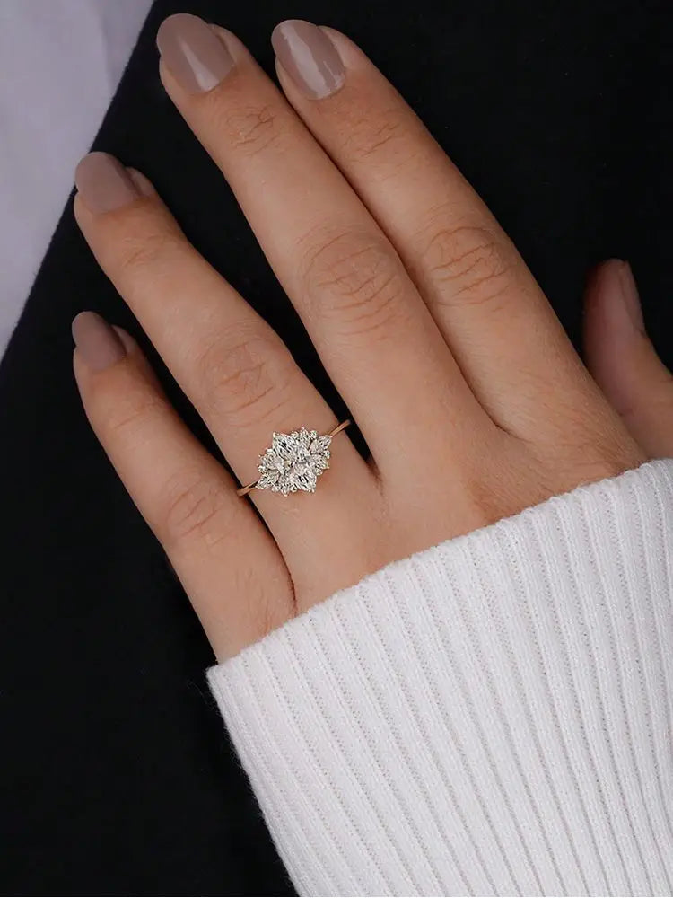 Marquise Solitaire Ring, 925 Silver. Four designs