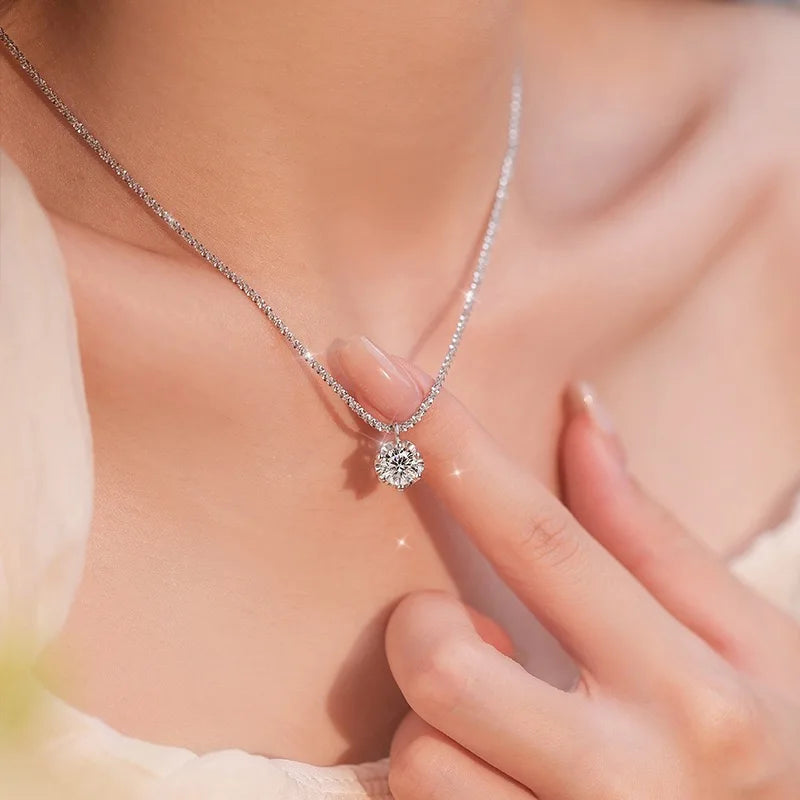 Solitaire Pendant, 925 Silver. Two stone colours