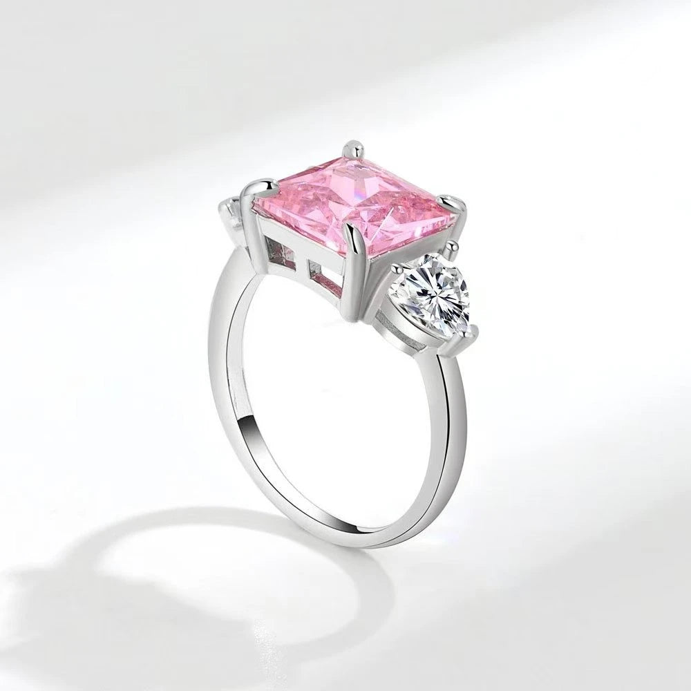 Ice Cut Trinity Ring, 925 Silver. Bold colour or brilliant white