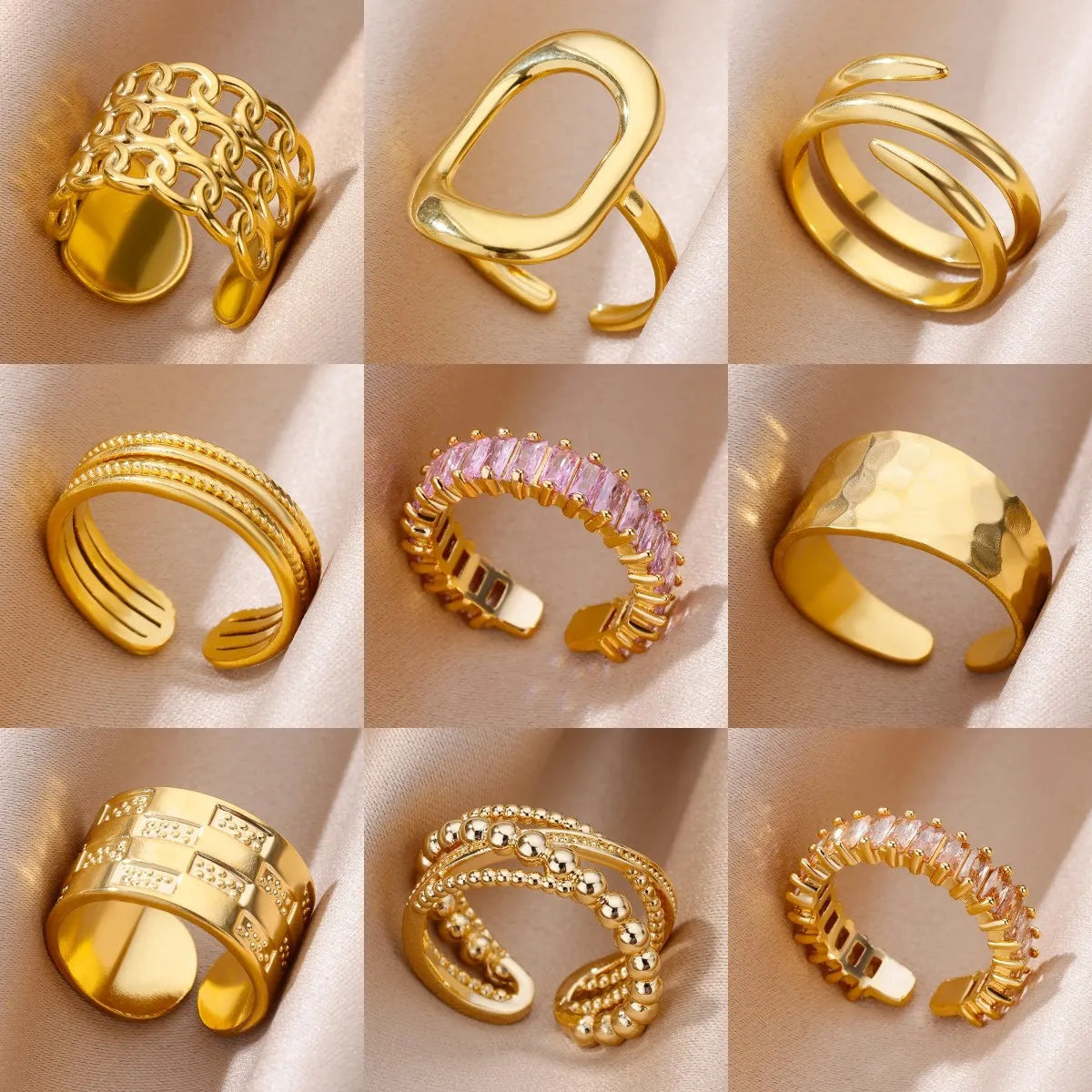 Open Band Cocktail Rings