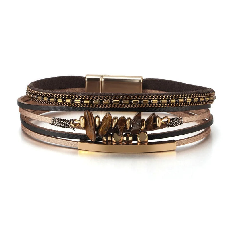Layered wrap bracelet. Cross detail