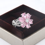 Full Bloom Cocktail Ring, 925 Silver. Choose your colour