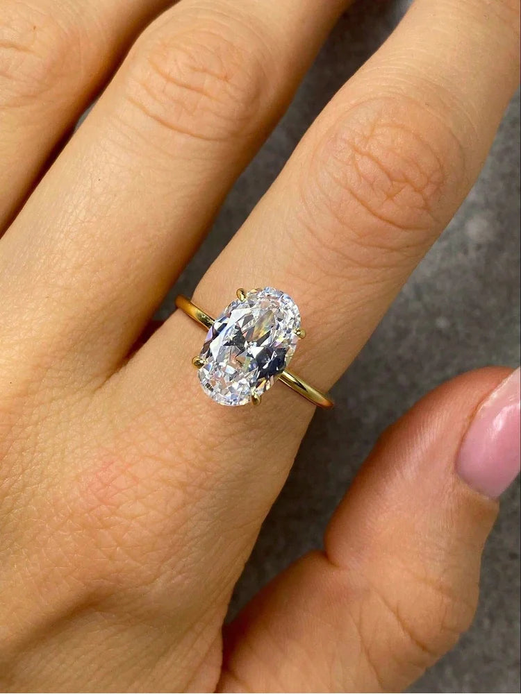 Oval Stone Ring, 925 Silver. Choose your size