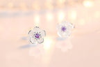 Cherry Blossom Stud Earrings, 925 Silver