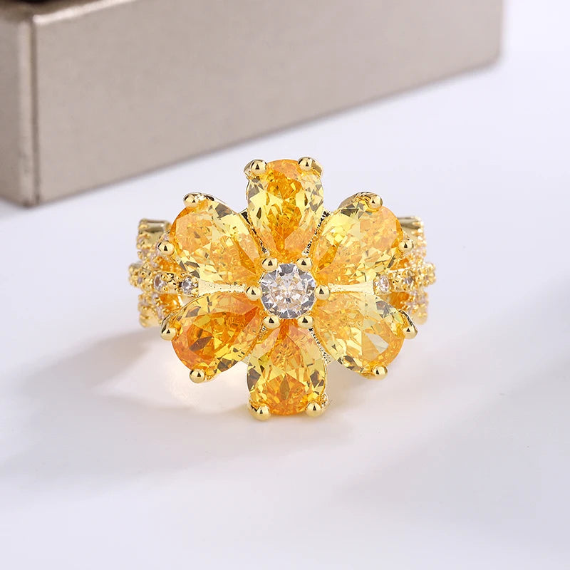 Full Bloom Cocktail Ring, 925 Silver. Choose your colour