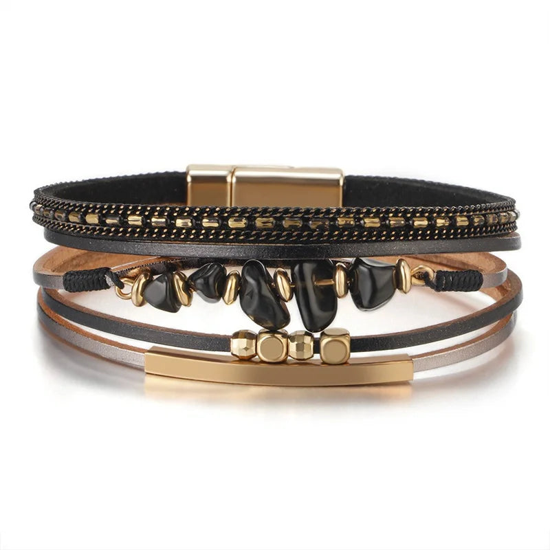 Layered wrap bracelet. Cross detail