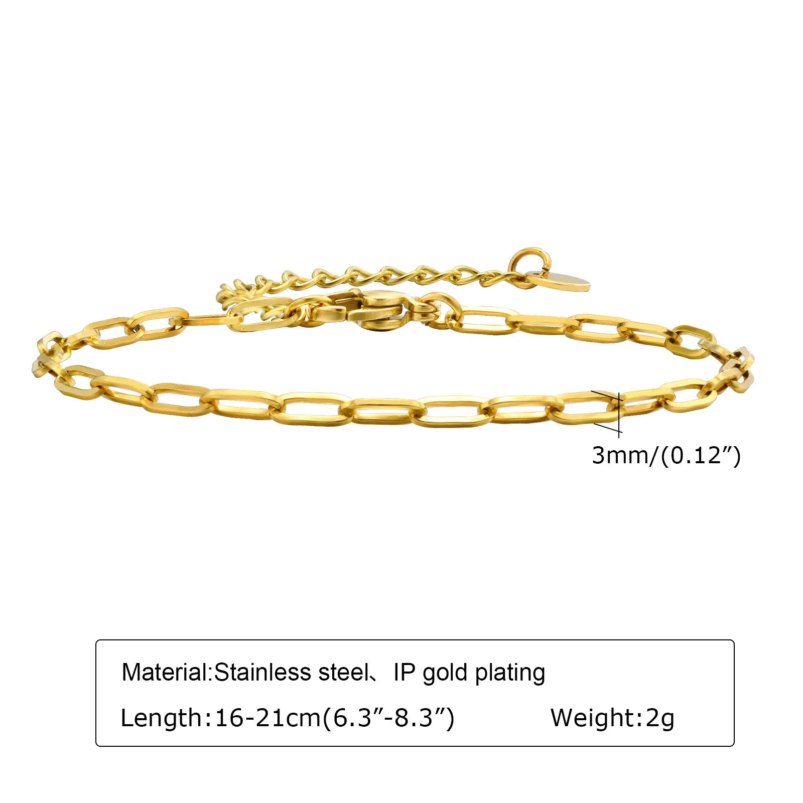 Dainty Chain Bracelet, Gold Plated. Stackable