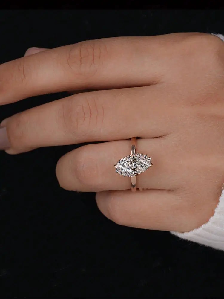 Marquise Solitaire Ring, 925 Silver. Four designs