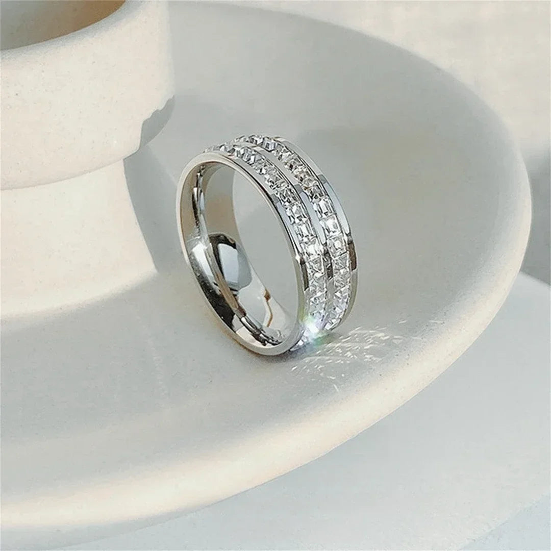 Crystal Pavé Band Ring — Single or Double Row