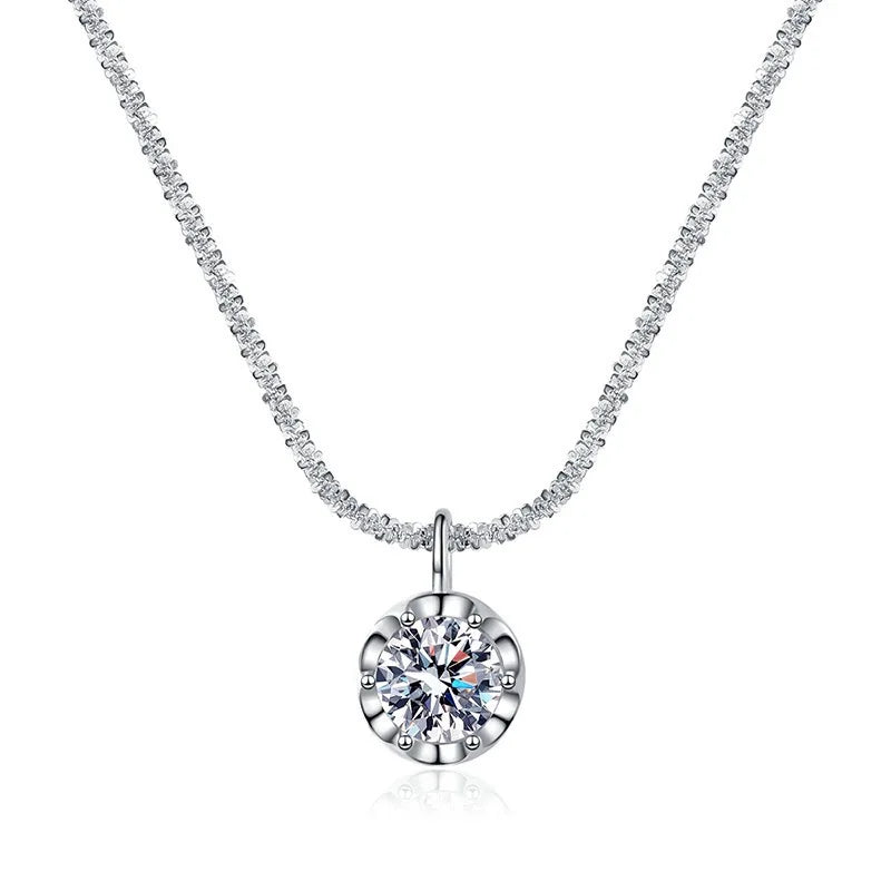 Solitaire Pendant, 925 Silver. Two stone colours