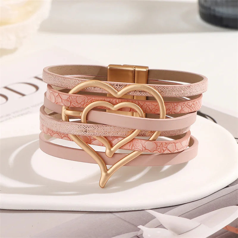 Layered wrap bracelet. Cross detail