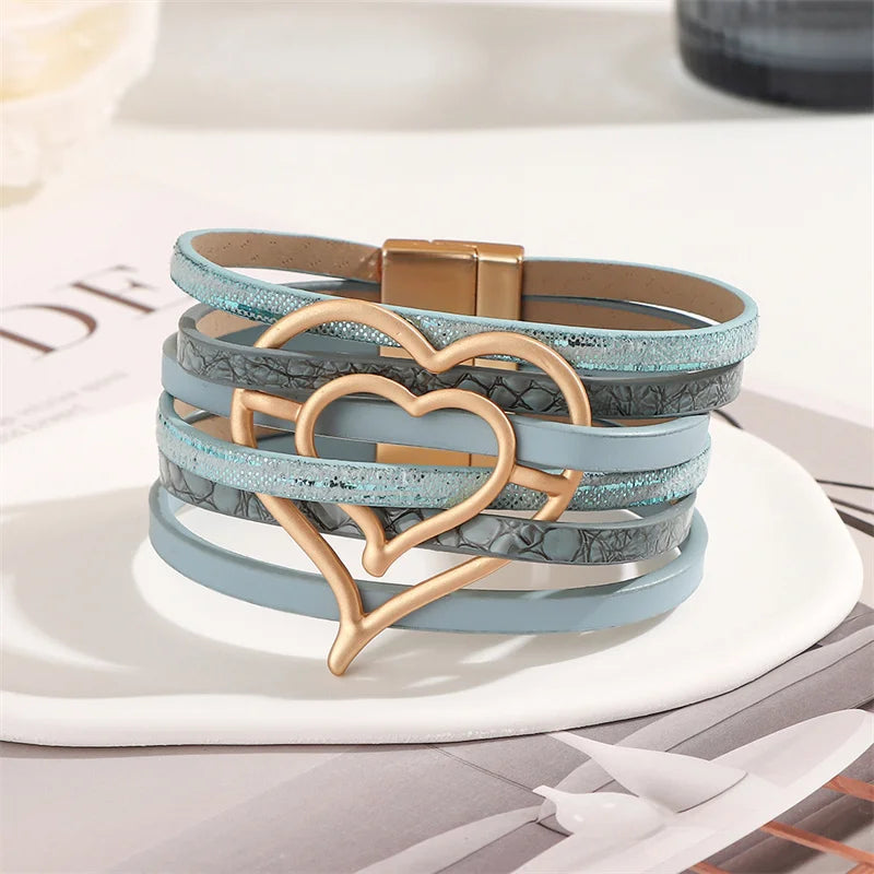 Layered wrap bracelet. Cross detail