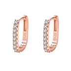 Square Pavé Hoop Earrings, 925 Silver