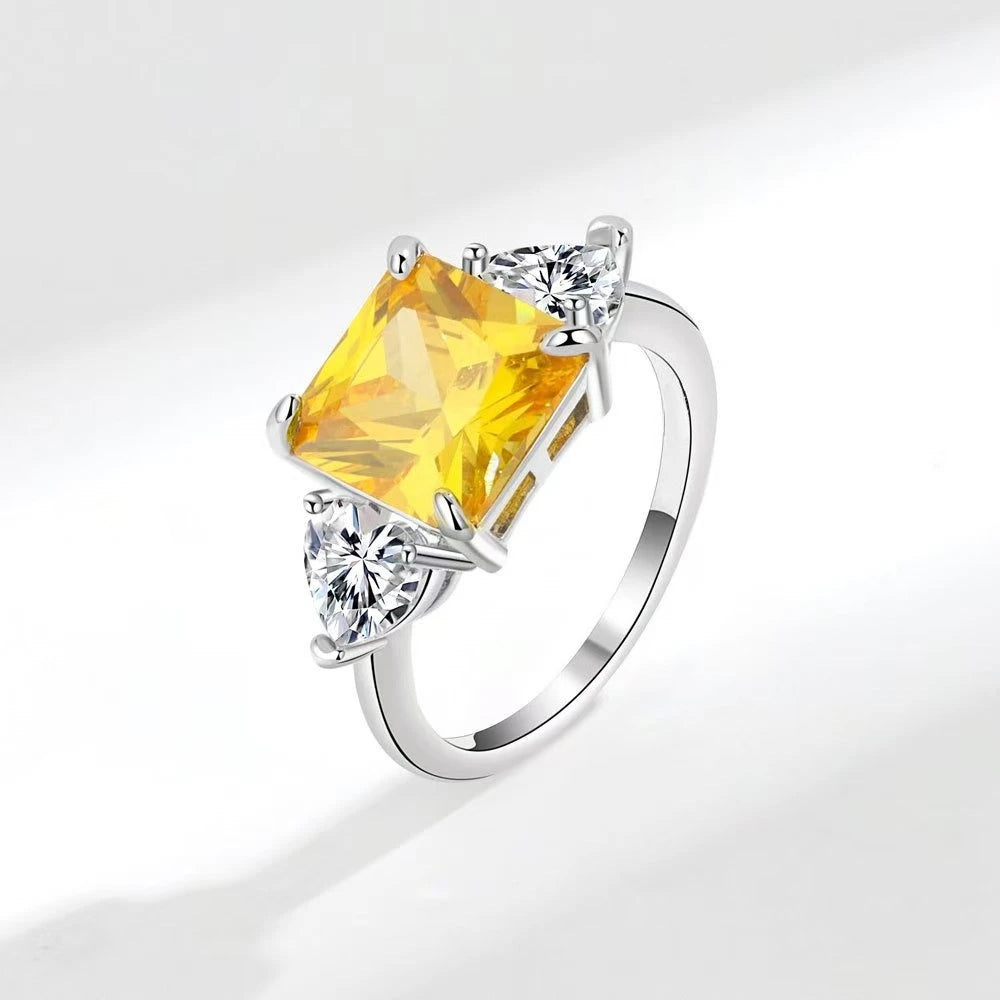 Ice Cut Trinity Ring, 925 Silver. Bold colour or brilliant white