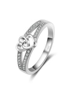 Interlocked Hearts Ring, 925 Silver. Pavé set