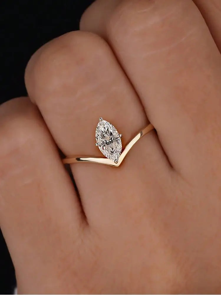 Marquise Solitaire Ring, 925 Silver. Four designs
