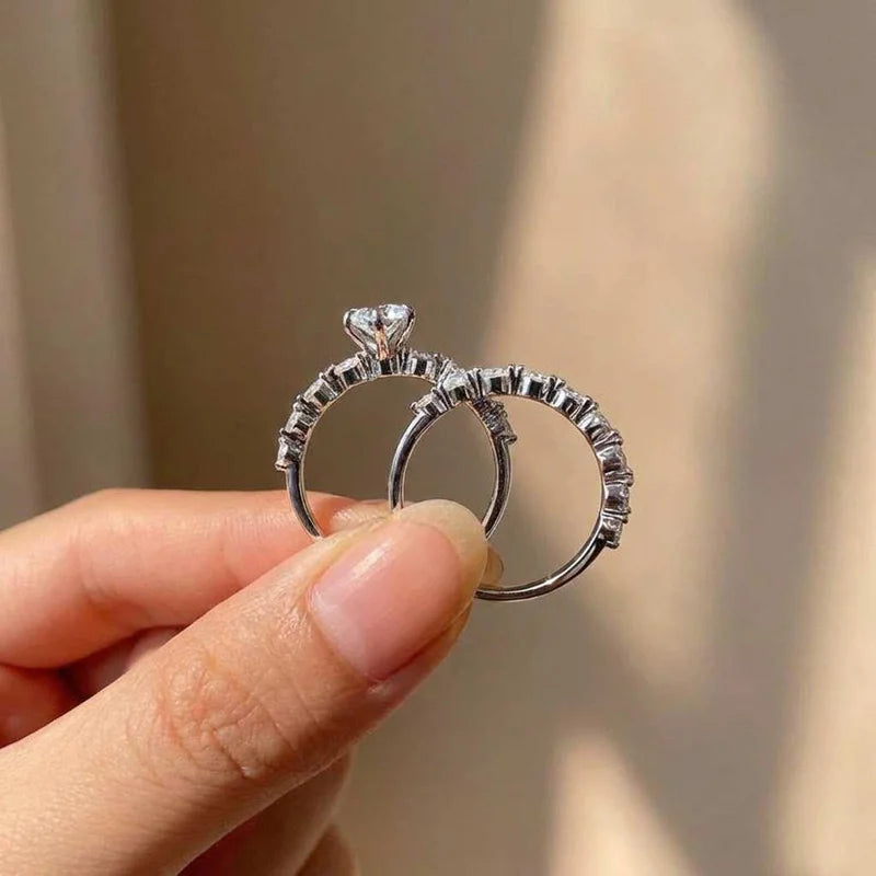 Marquise Solitaire Ring, 925 Sterling Silver. Pavé Set