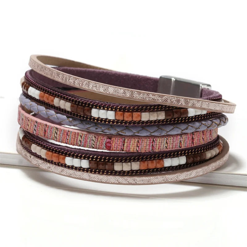 Layered wrap bracelet. Cross detail