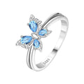 Blue Butterfly Ring, 925 Sterling Silver