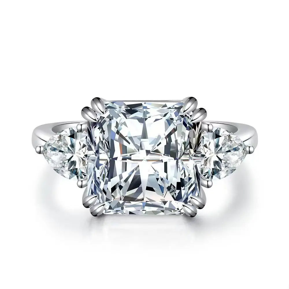 Ice Cut Trinity Ring, 925 Silver. Bold colour or brilliant white