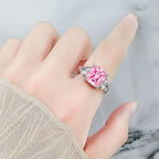 Ice Cut Trinity Ring, 925 Silver. Bold colour or brilliant white