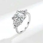 Ice Cut Trinity Ring, 925 Silver. Bold colour or brilliant white