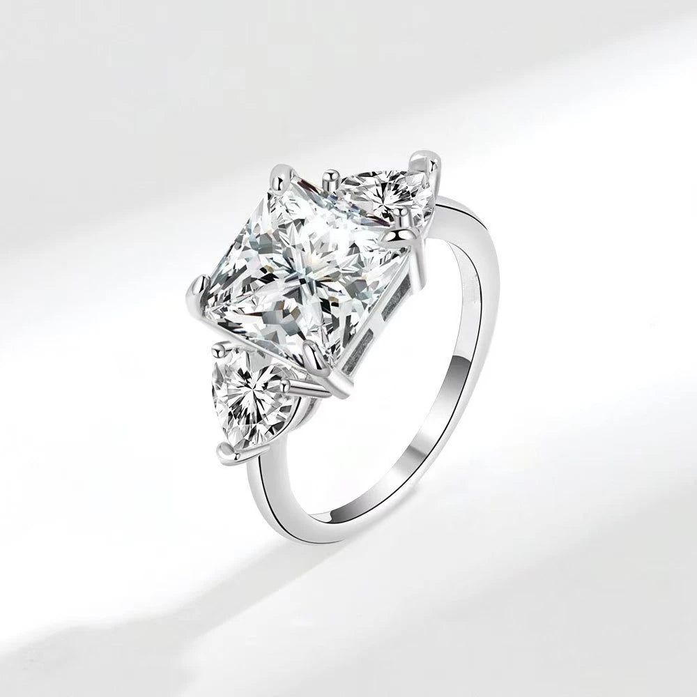 Ice Cut Trinity Ring, 925 Silver. Bold colour or brilliant white