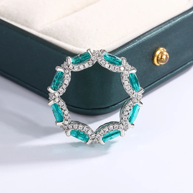 Paraiba Eternity Band, 925 Silver. Full pavé set